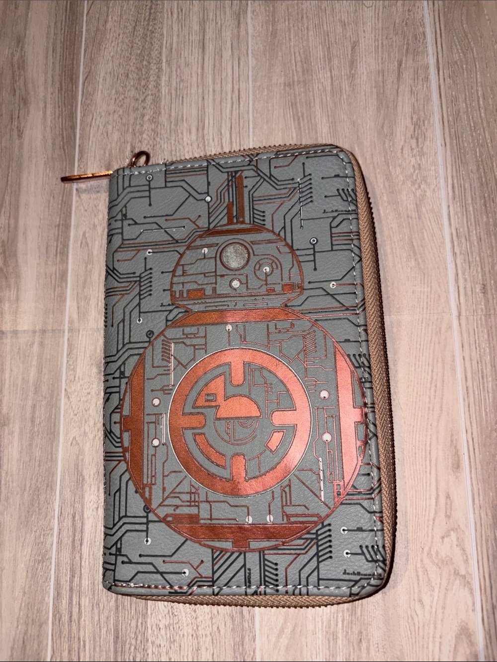 Star Wars Depot Galaxy R2D2 Gray Phone Wallet with Copper Accents